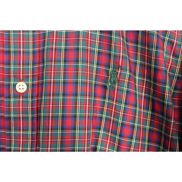 Ralph Lauren Mens M Button Down Shirt Long Sleeve Plaid Red Holiday Christmas - Picture 3 of 6